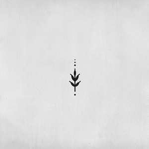 Stem tattoo with 5 leaves and dotted line.