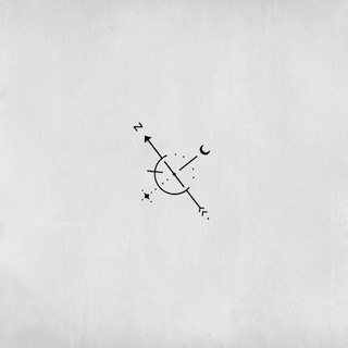 Minimalist one-line compass tattoo.