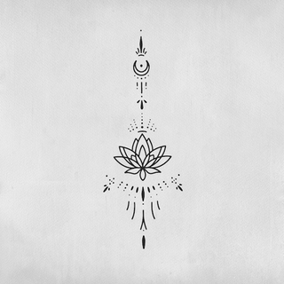 Lotus flower tattoo with long line