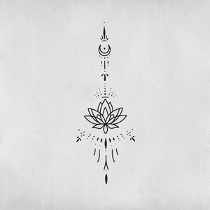 Lotus flower tattoo with long line