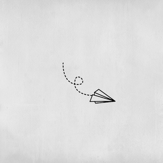 Paper airplane tattoo with dotted trail