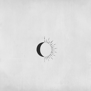 Crescent moon tattoo with dotted pattern.