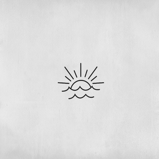Minimalist One-Line Sunset over a Rough Sea Tattoo
