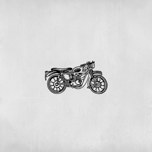 Minimalist one-line motorcycle tattoo.