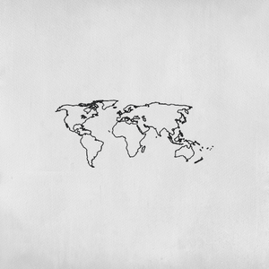 Minimalist one-line world map tattoo.