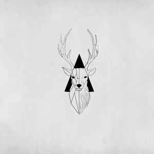 Deer tattoo in a geometric triangle