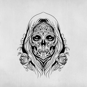 Dia de los Muertos/Santa Muerte illustration tattoo - human skull