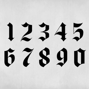 Tattoo Numbers 1 2 3 4 5 6 7 8 9 and 0 (to compose your number)