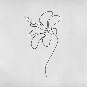Tattoo design: a single-line drawing of a hibiscus flower.
