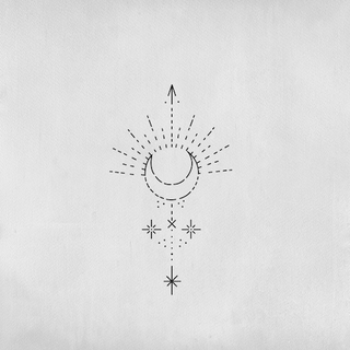 Minimalist dotted line symbol tattoo.