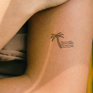 Tatouage Couché de soleil avec 3 oiseaux d’un trait minimaliste