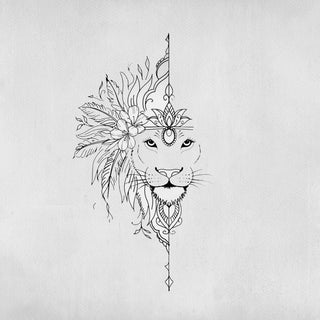 Tatouage Mandala lion dessiné