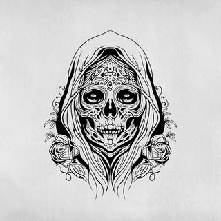 Tatouage Illustration dia de los muertos santa muerte - crâne humain