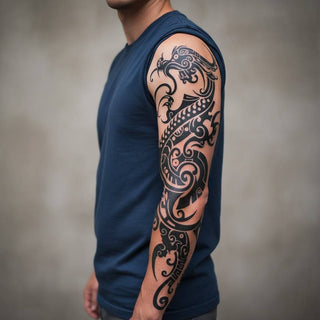 Totem Dragon - Tatouage manchette de bras temporaire